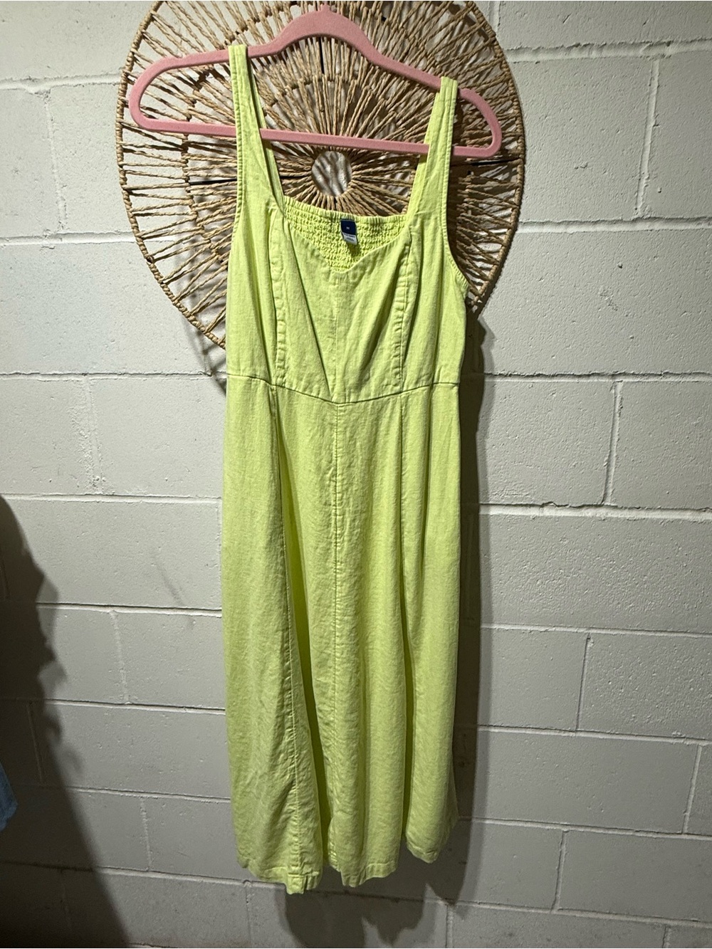 Old Navy Neon Lime Smocked Strap Sundress